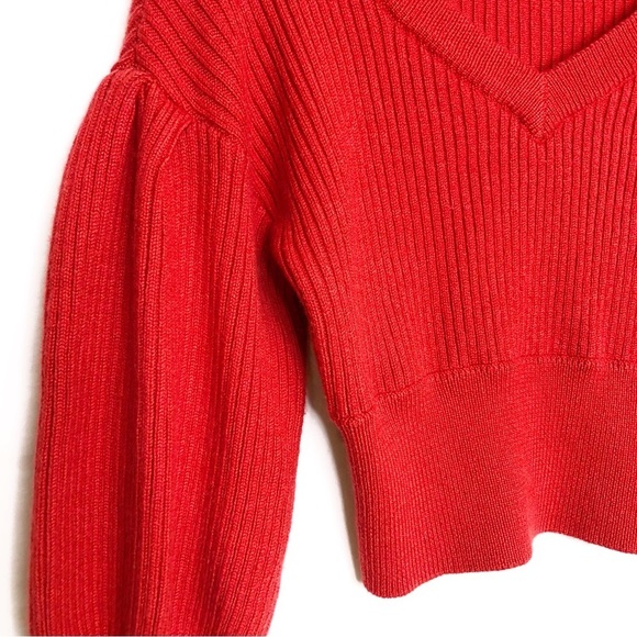 Lovers and friends, Dash, red V-neck puffed sleeve sweater ❤️ - Picture 4 of 10